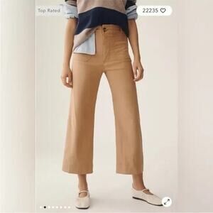 NWT Anthropologie Maeve The Colette Cropped Wide-Leg Pants Size 33 Sand #8H507
